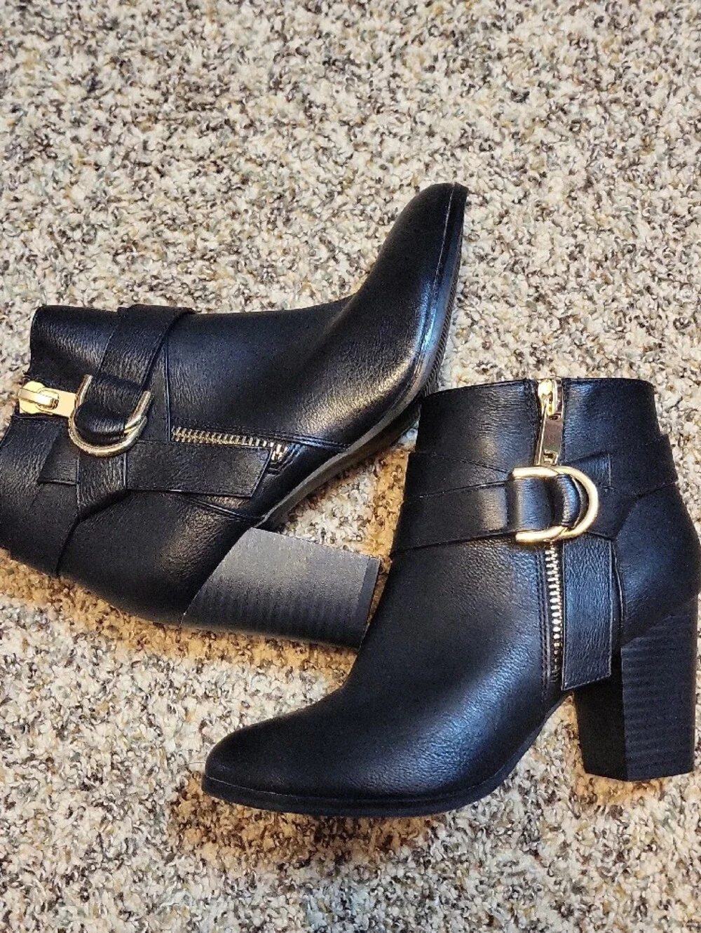 Apt. 9 Black Ankle Booties with Gold Buckle Detail